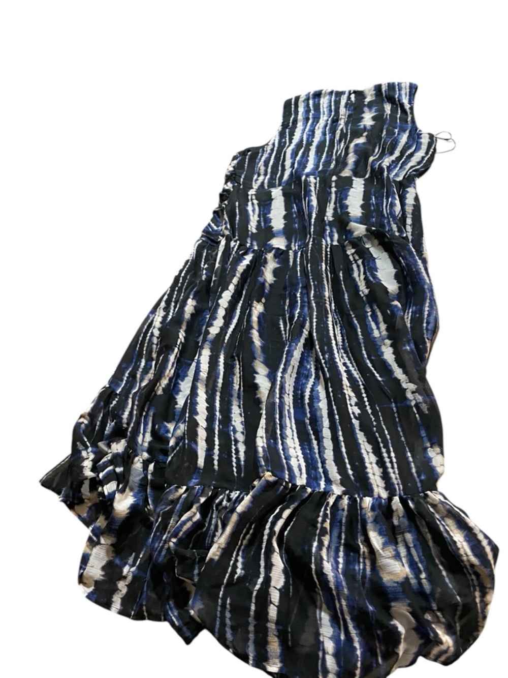 DKNY Navy and White Tie-Dye Maxi Dress with Front Knot - Picture 5 of 5